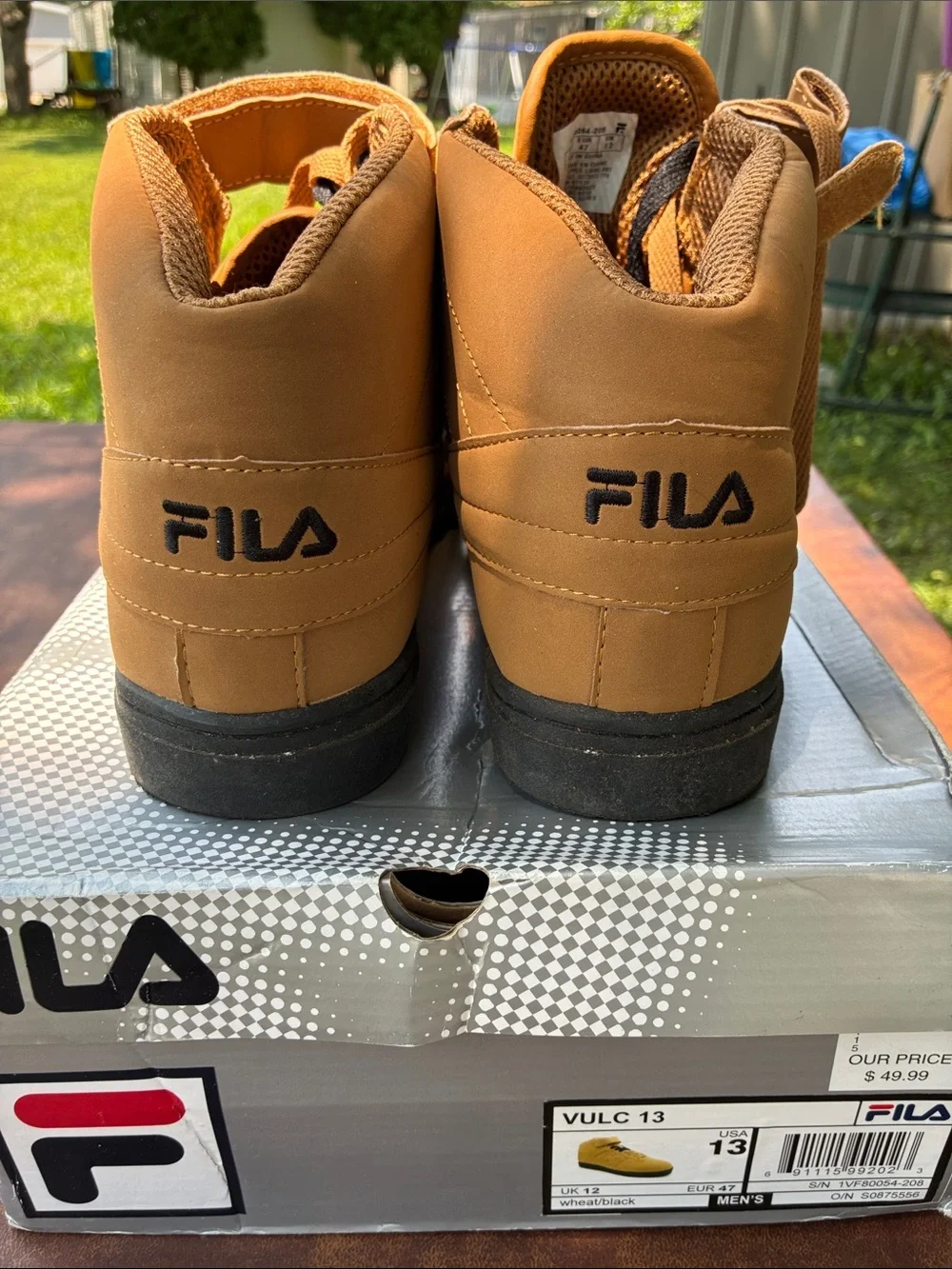FILA Men’s High-Top Sneakers in Wheat Brown with Black Accents